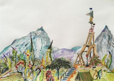 Cezanne Paints Mont Saint Victoire from a Ladder 